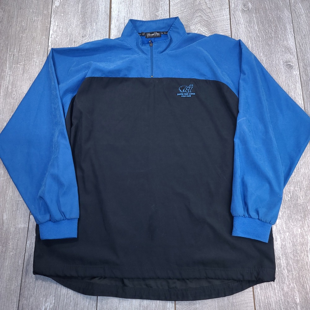 Second Skin Windbreaker Mens XL Blue Black Jasper Park Lodge Golf Club 1/4 Zip